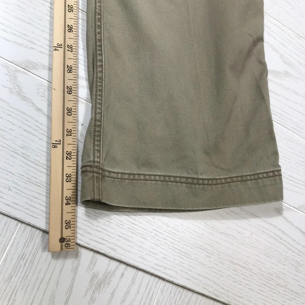 Vintage Old Navy Utility Pants 36x34 Gray Bootcut Cotton Button Pockets Work Y2K